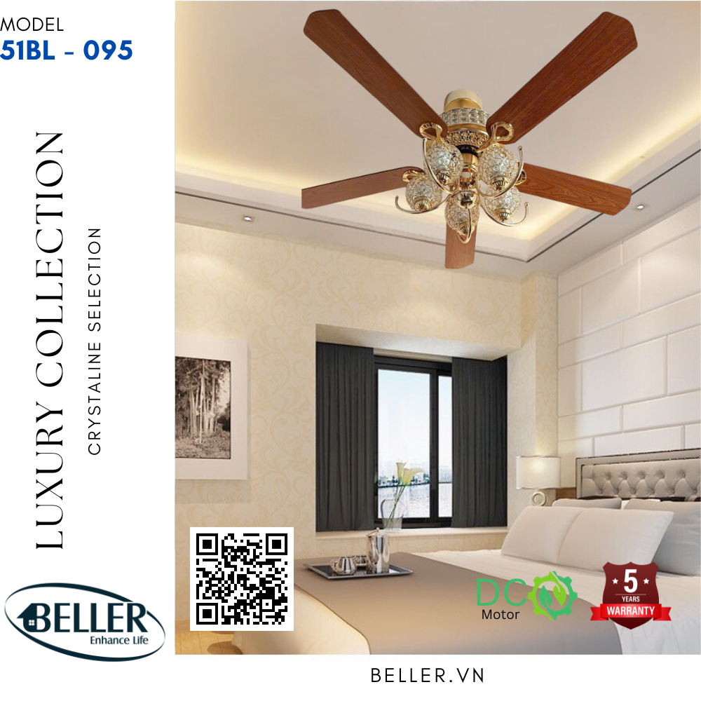 Quạt trần đèn 51BL - 095