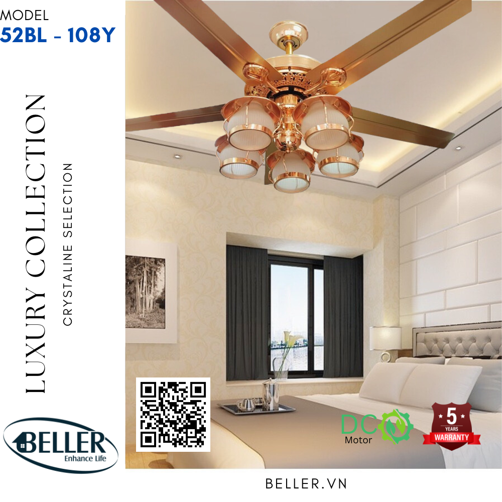 Quạt trần đèn 52BL - 108Y