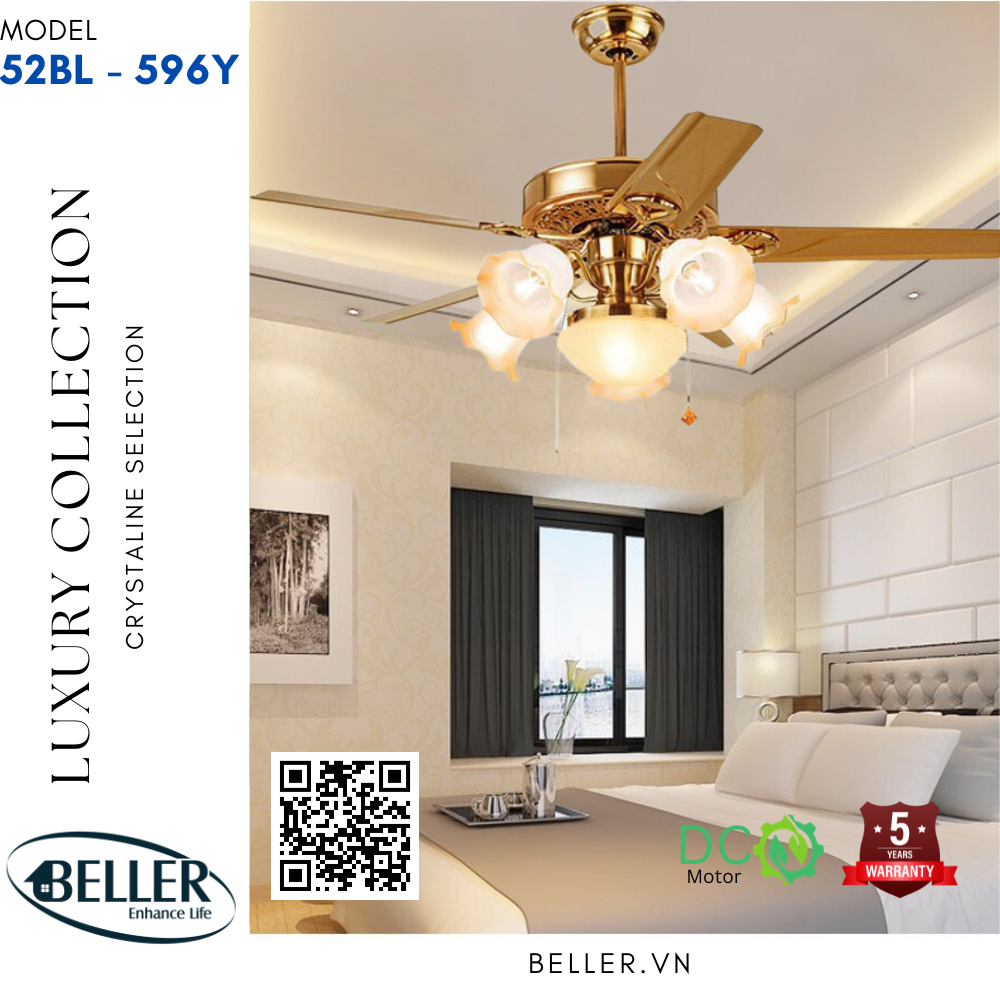 Quạt trần đèn 52BL - 596Y